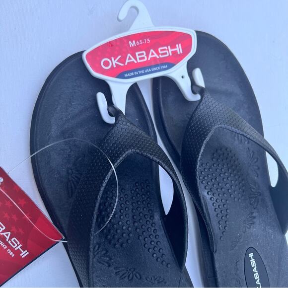 Okabashi Women’s Black Arch Support Non Slip Washable Every Day Sandals Sz M NWT - Picture 6 of 11